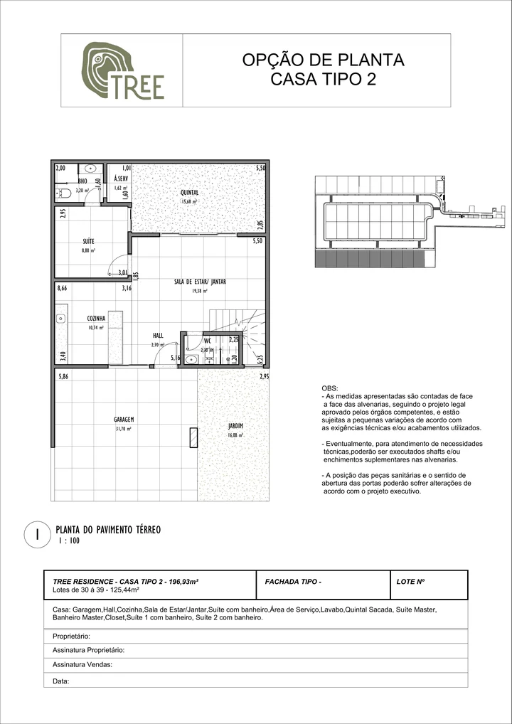 Casa tipo 2, opção com suíte no térreo, pavimento térreo